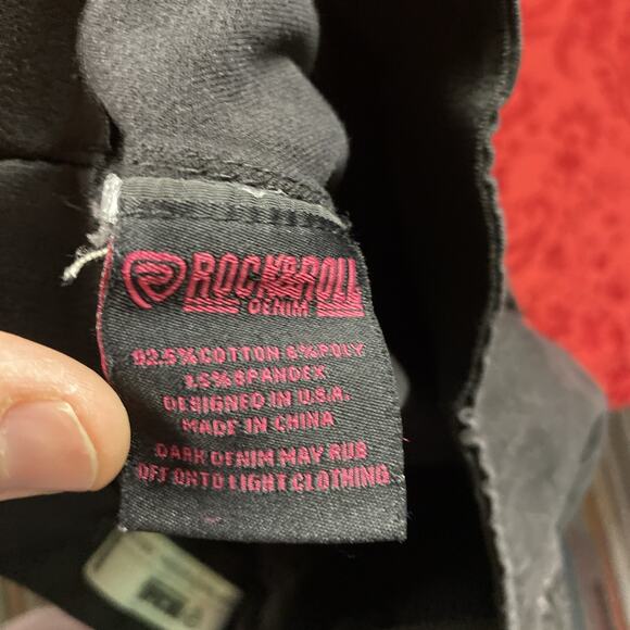 Rock & Roll Denim Jeans Womens Bargain Bell Pull On Flare Legs Black - Picture 11 of 12